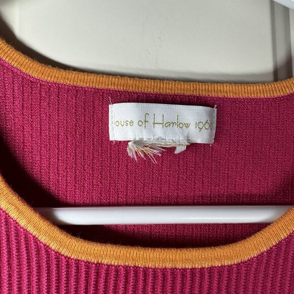 House of Harlow 1960 Tank Top Womens Medium Pink Orange Cropped Ribbed Y2K - Picture 4 of 5